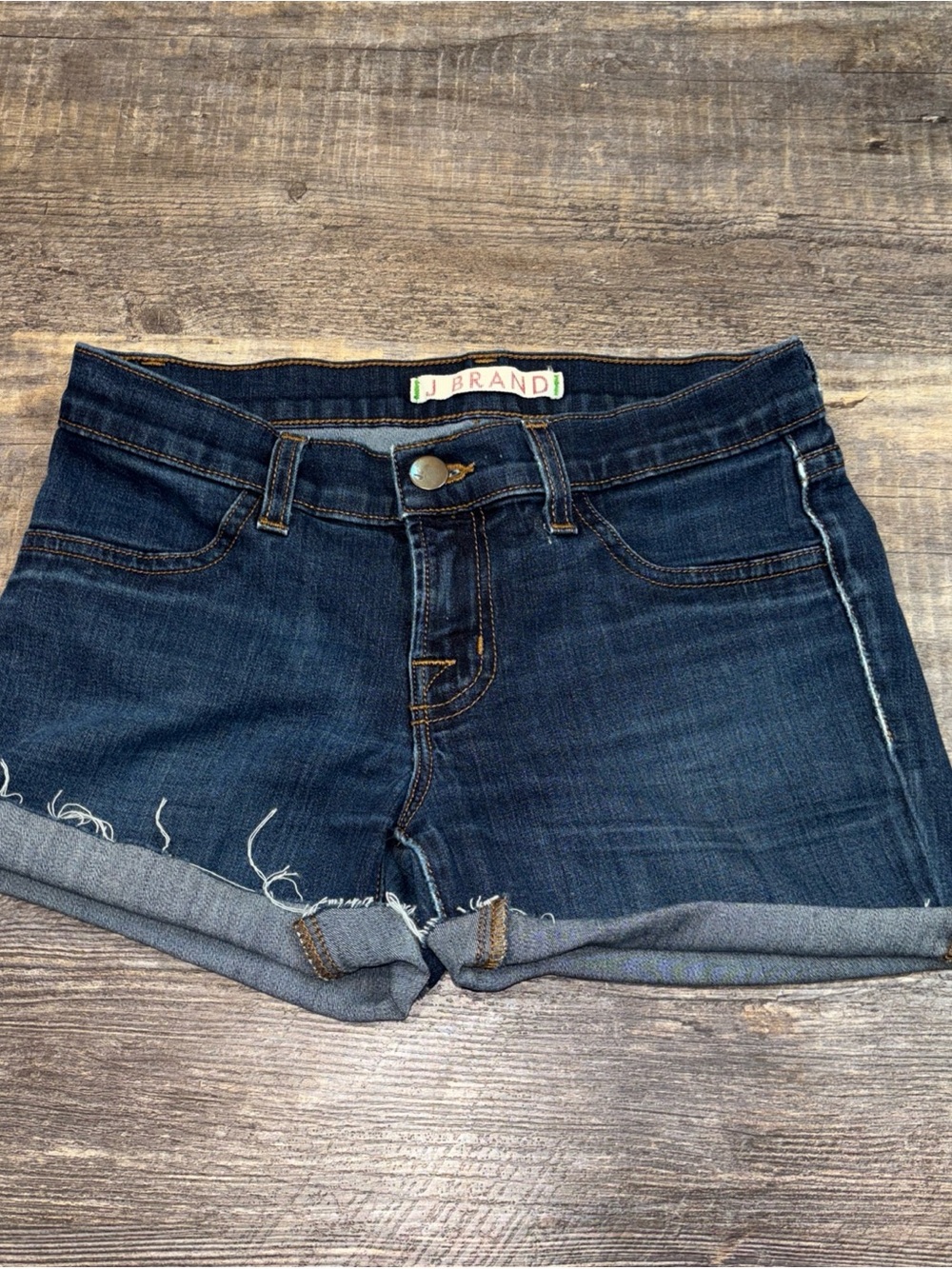 J Brand Dark Blue Denim Women's Rolled Hem Shorts 27